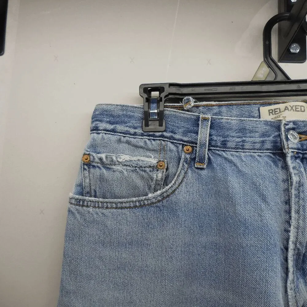 Levis 550 Men's Light Wash Thrashed Red Tab Relaxed Fit Jeans 38x34